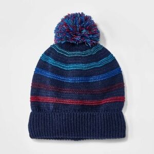 Baby Striped Beanie - Cat & Jack Navy Blue